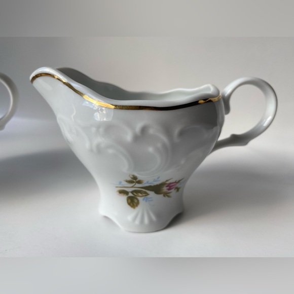 Vintage Manuet Poland - Vienna Rose Sugar Bowl & Creamer - Picture 6 of 11